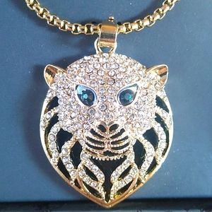 Crystal Lion Head Pendant Necklace